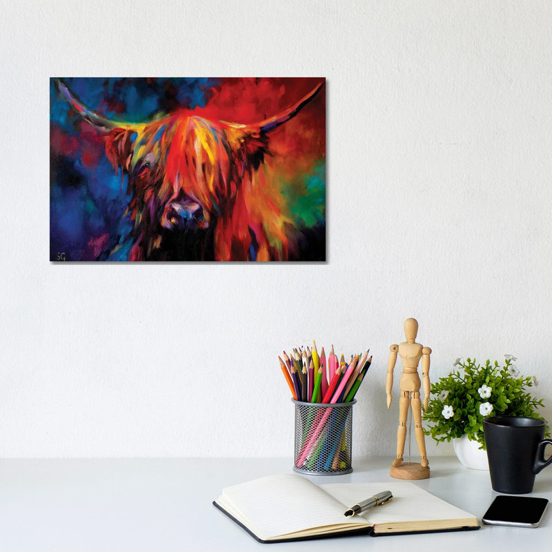 Highland Cow 1 Piece Wall Art on Canvas, 20.32 cm H x 30.48 cm W, Canvas