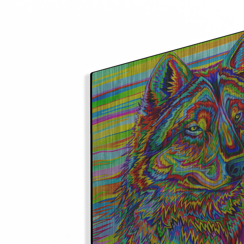 "Loup psychédélique" par Rebecca Wang Art, H 12 po x l 12 po