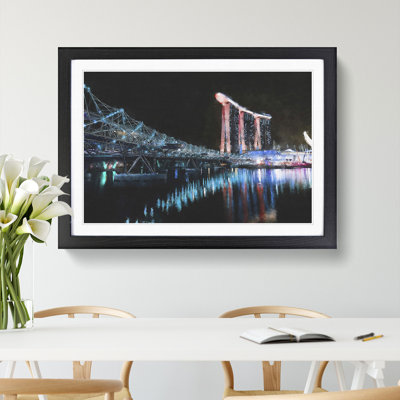 Helix Bridge at Marina Bay in Singapore - Framed Print