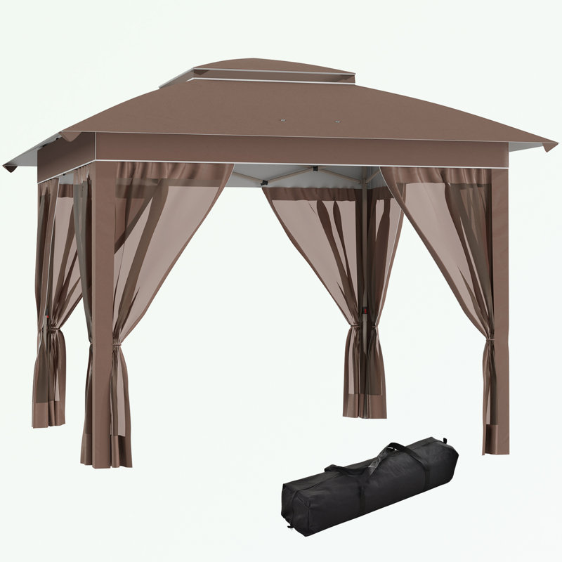 Outdoor Height Adjustable Gazebo with Netting and Carry Bag