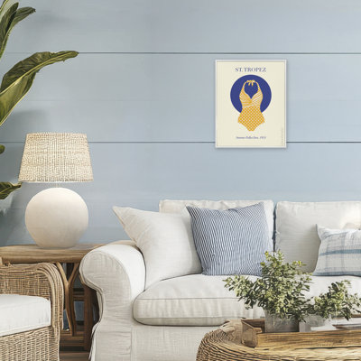 St. Tropez Dotted Swimsuit Framed Giclee, design by A Barefoot Stylist