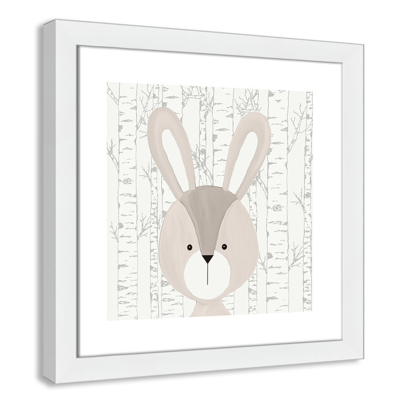 Woodland Friends 3, art encadré, H 16 po x l 16 po x P 0,6 po, Encadré plat blanc