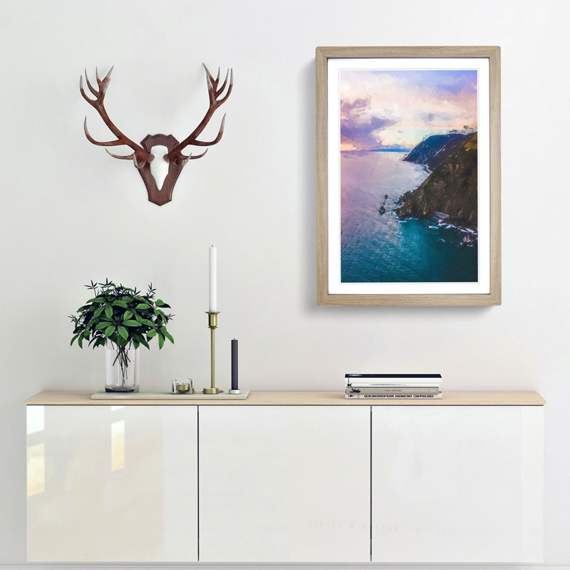 Cable Bay in New Zealand in Abstract - Picture Frame Graphic Art Print, Oak Framed, 36cm H x 27cm W x 2cm D