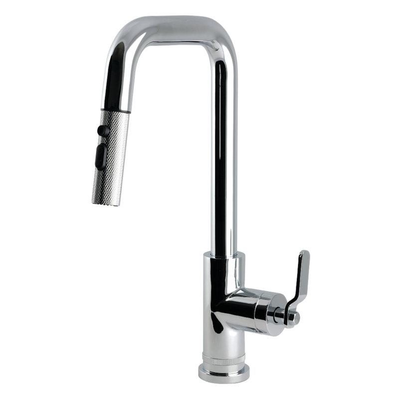 Robinet de cuisine rétractable à poignée simple Kingston Brass Whitaker, Chrome poli