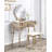 Contemporary Wood Vanity And Stool Set-314089209