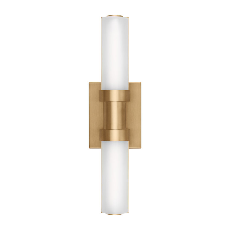 Éclairage à intensité variable pour meuble-lavabo à DEL 1 lumière Kelan, Laiton satiné, 18"H x 4.75"W x 4.5"D, 15 W