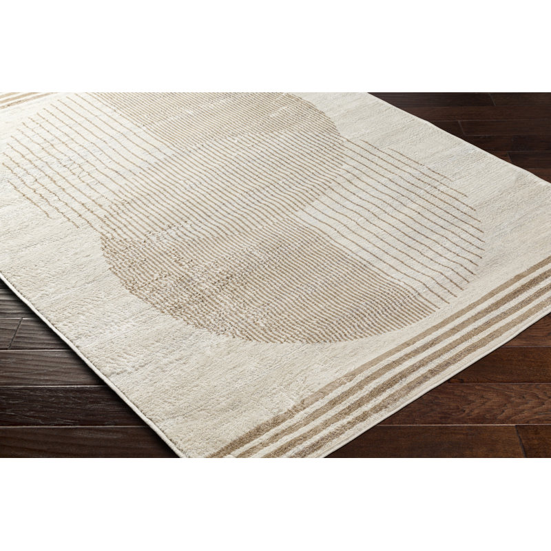 Jalissa Geometric Area Rug in Beige/Brown/Grey, Rectangle 2' x 3'