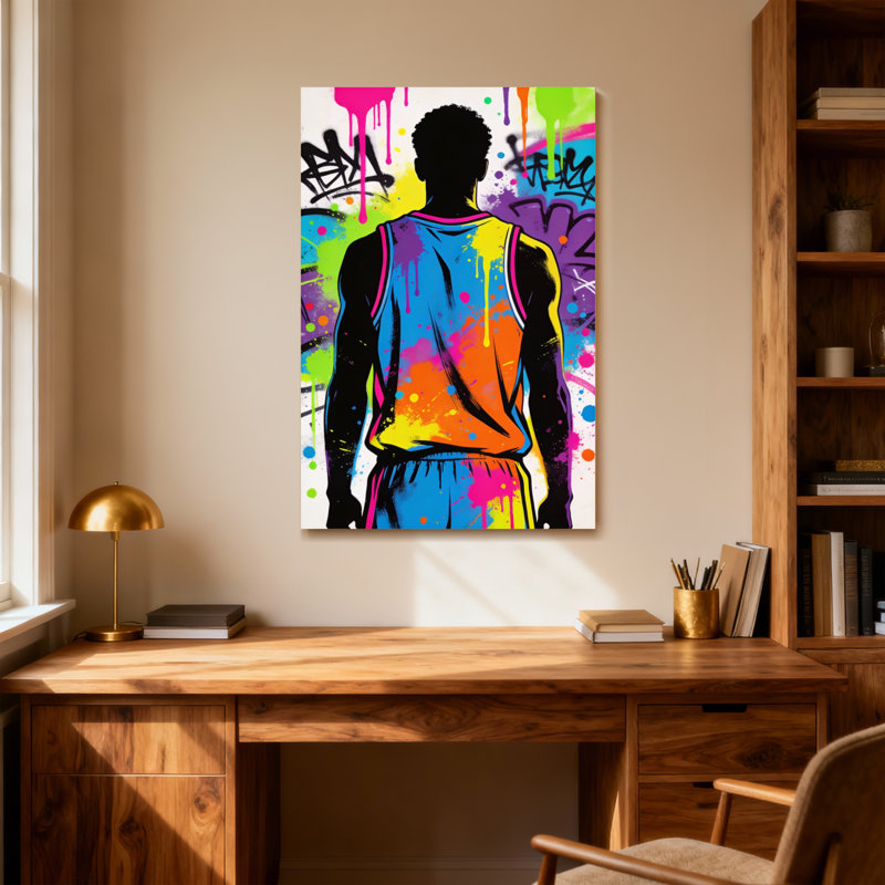 Abstrait, graffiti coloré, impression de silhouette, H 24 po x l 16 po