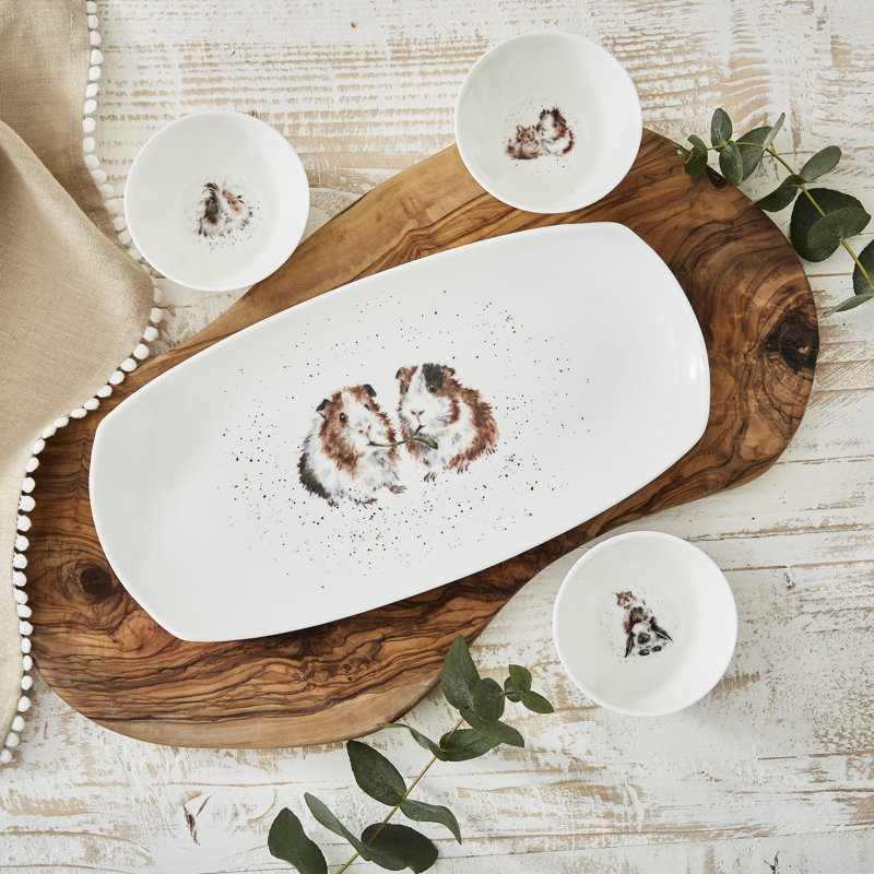 Classic Wrendale Designs  - 3 Bowl and Tray Set (Guinea Pigs)
