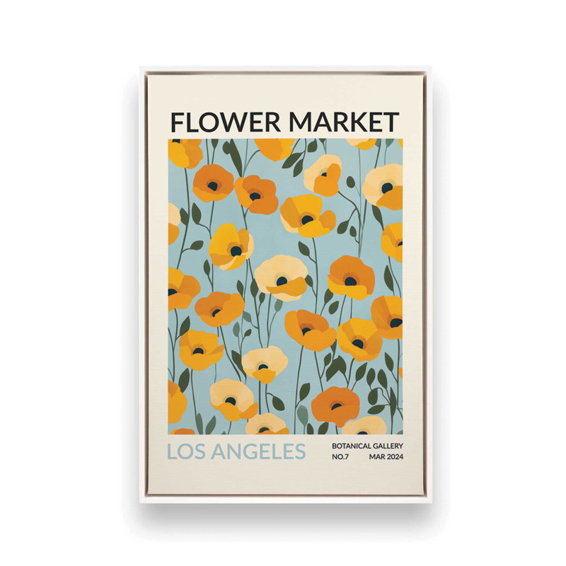 Marché aux fleurs de Los Angeles, Cadre flottant blanc opaque, H 18,75 po x l 12,75 po