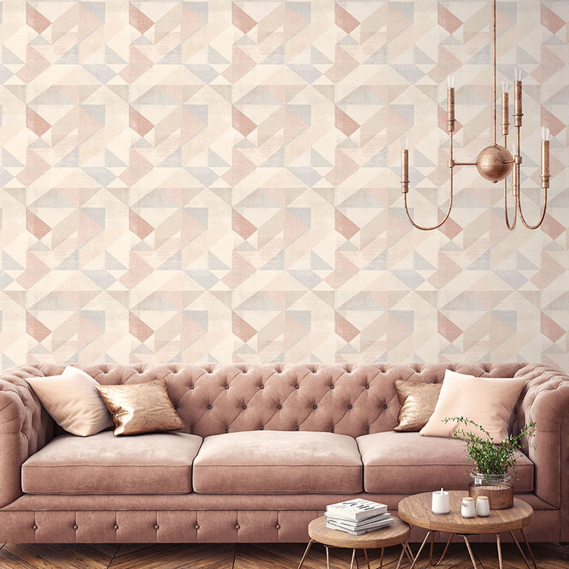 Geometrix 10m x 52.8cm Satin Wallpaper Roll, Blush Rose