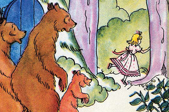 « goldilocks flees » par julia letheld hahn, impression, H 44 po x l 66 po