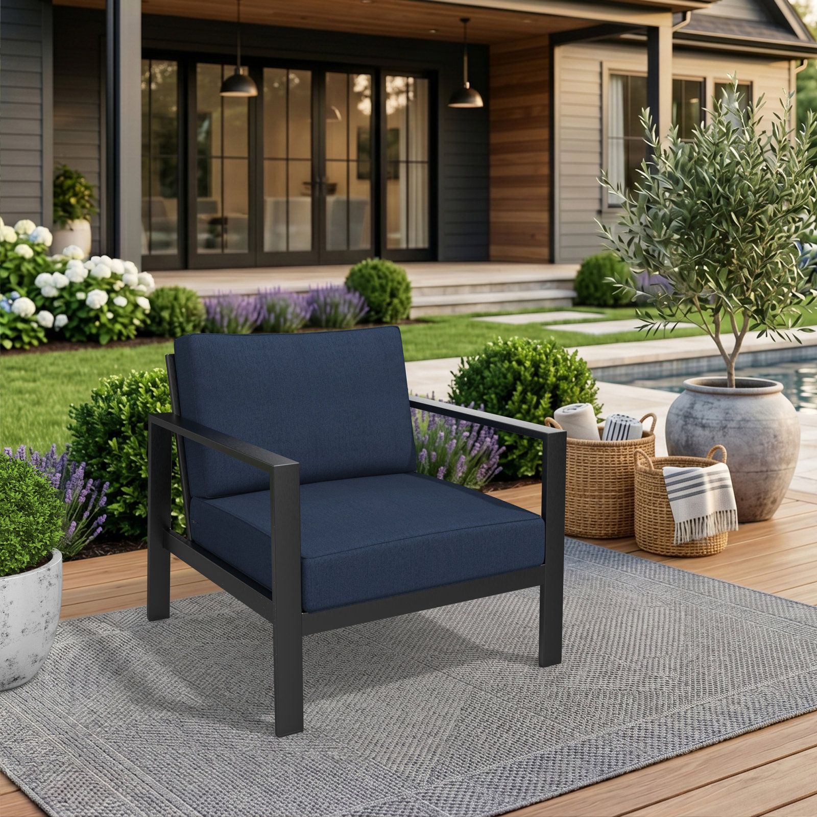 Donnely Sunbrella® Louge Chair Cushion, 25" W x 26" D, Sunbrella® Spectrum Indigo