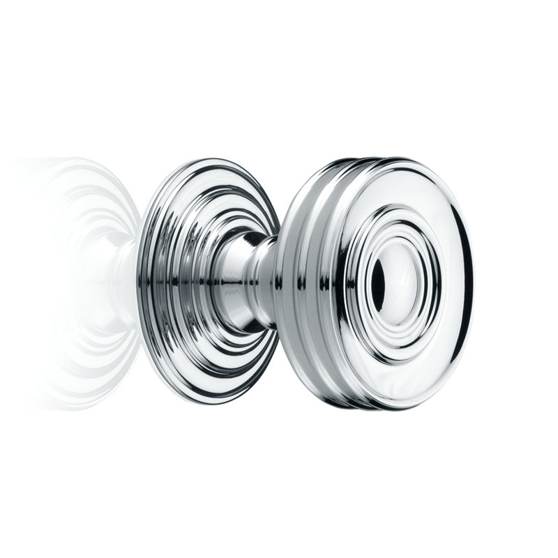 Bouton rond Bordeaux de 1 1/4 po de diamètre, H 1,22 po x l 1,26 po x P 1,26 po, Chrome