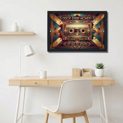 Ensemble de 1 tableau sur toile à motif Art déco inspiré des cassettes audio vintage