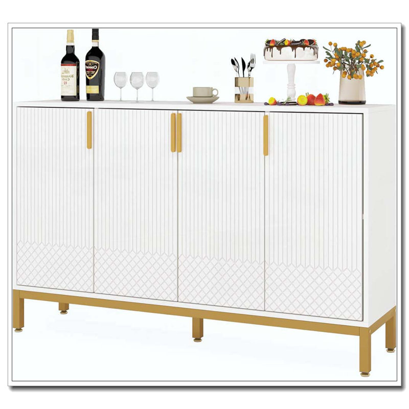 Buffet 4 portes avec rangement, Blanc