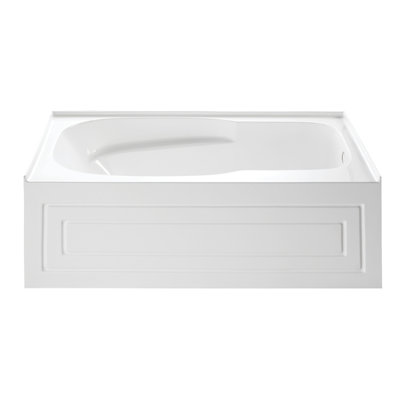 Kingston Brass Aqua Eden 60-Inch Acrylic Rectangular 3-Wall Alcove Tub with Anti-Skid Surface