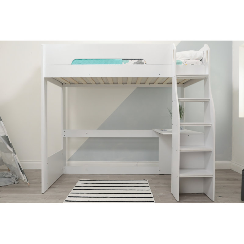 Kitterman Single (3') Bed Frames High Sleeper Loft Bed with Built-in-Desk
