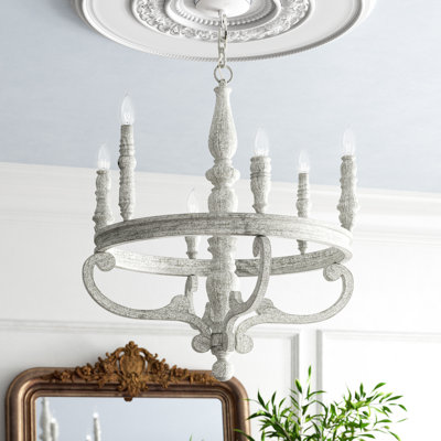 6 - Light Dimmable Wagon Wheel Chandelier