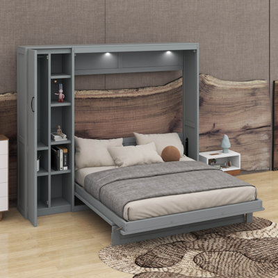 Grand lit escamotable avec garde-robe et DEL