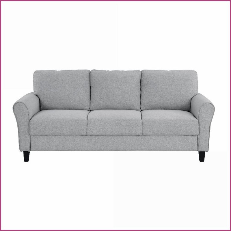 Canapé de salon moderne transitionnel pour 3 personnes - Polyester texturé, coussins à ressorts ensachés, structure en bois massif | Gris foncé | Polyester | Accoudoirs évasés
