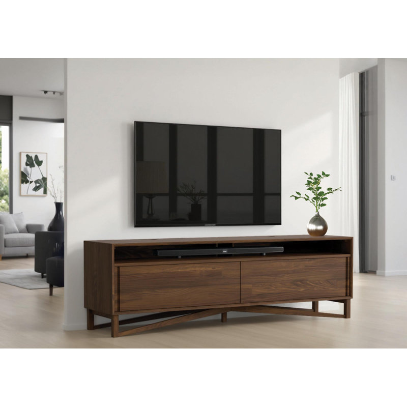 Exeter Media Console, 23.75"H x 79.13"L x 19"W, Natural Walnut