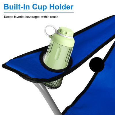 Folding Camping Chair Beach Canopy Chair – Sun Protection, 330LBS Capacity, Cup Holder, Canopy Works As Carry Bag