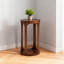 Modern Slatted Wood Round Accent Table | Solid Mango Wood Construction | Versatile Pedestal Design For Living Room, Bedroom, Or Entryway