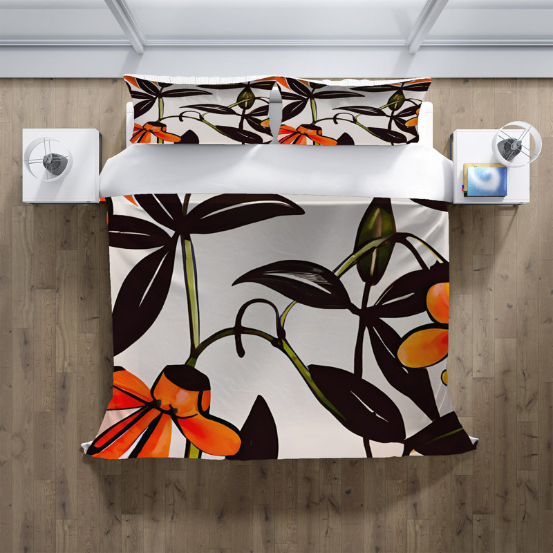 Polyester Floral Duvet Cover, King Duvet Cover + 2 King Shams