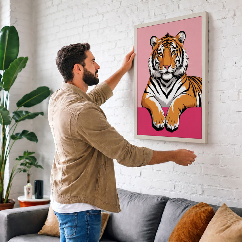 Tiger Face Forward Modern - Print, 30x20 - 76.2 x 50.8 cm, White Border