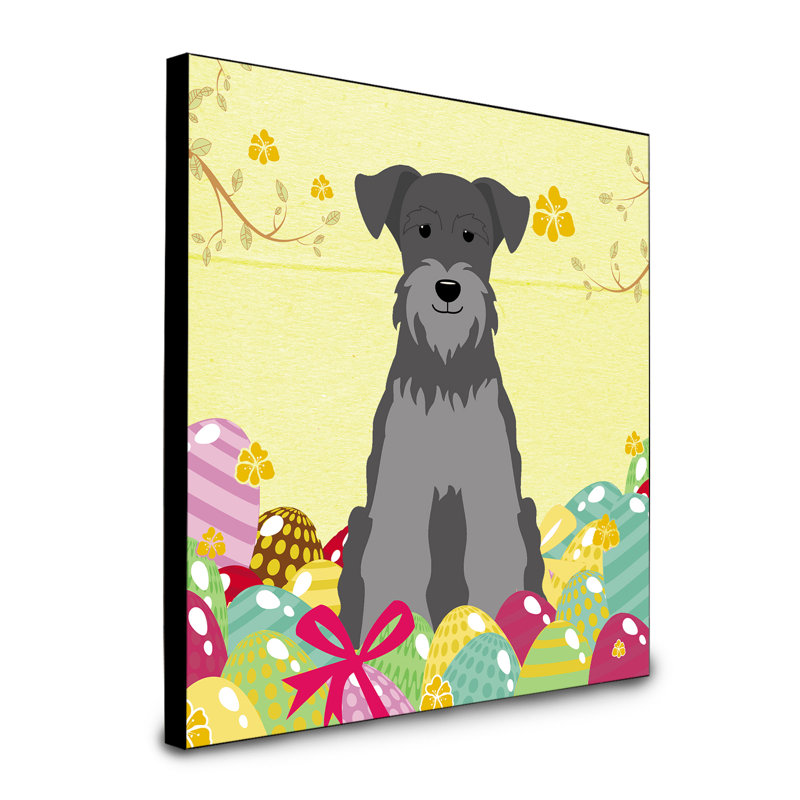 Panneau mural d’art œufs Sentire, Schnauzer miniature noir / argent
