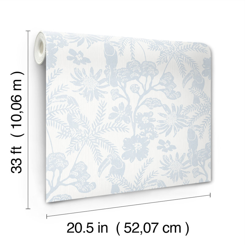 Jacaranda Taupe Tropical Trail Wallpaper, Blue