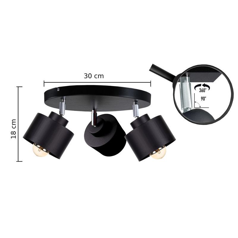 Baymore Ceiling Spotlight, Black, Black