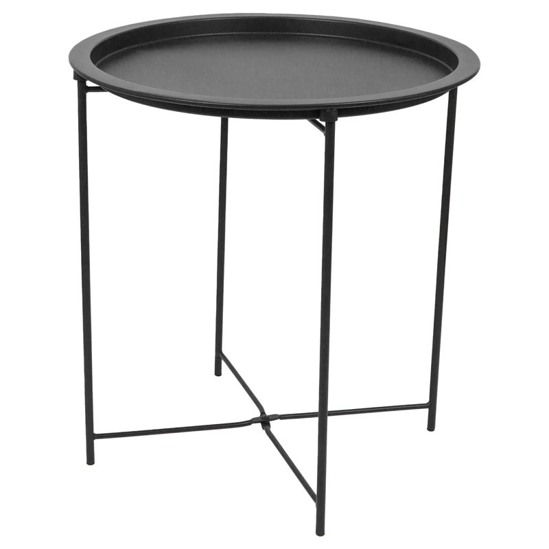 Harbour Housewares Round Steel Tray Table, Black