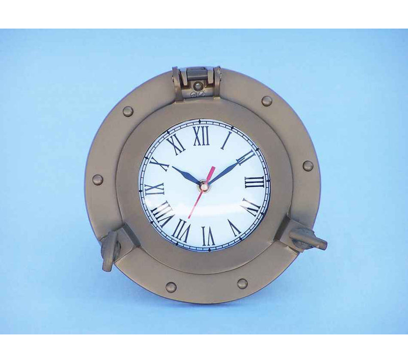 Myah Metal Wall Clock, Antique Brass