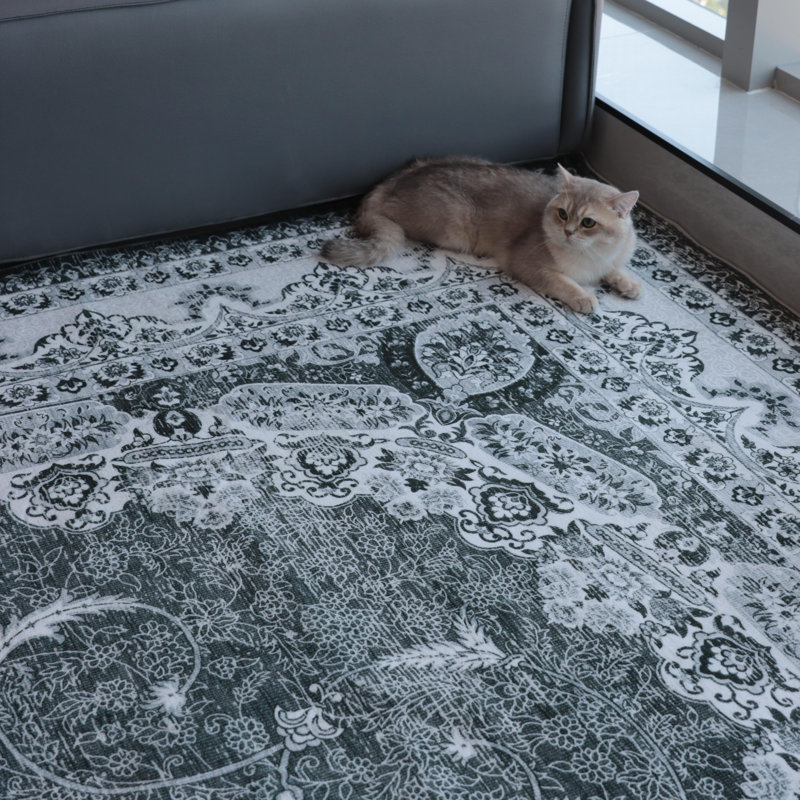 Tapis orientaux, tapis lavables à la machine avec envers en caoutchouc antidérapant pour tous les types de planchers