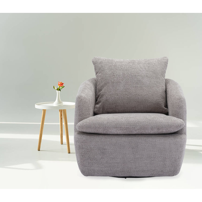 Fauteuil pivotant en chenille de 32,48 po de largeur Anneliese, Gris chenille