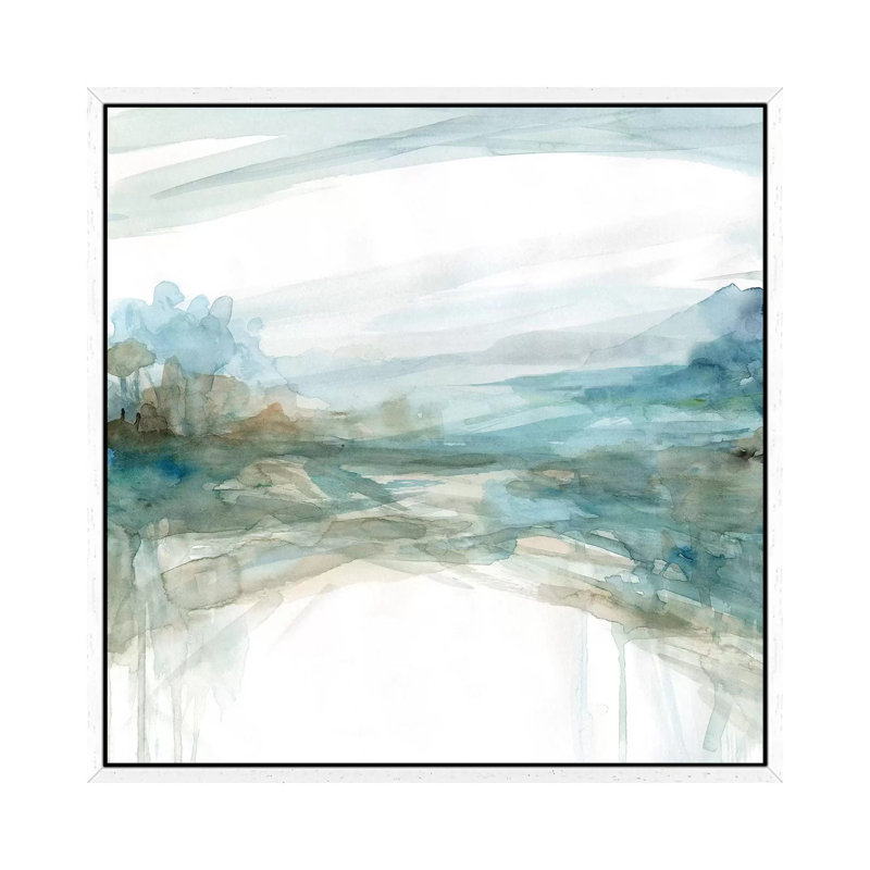 Shimmering Treeline II by Carol Robinson - Painting on Canvas, White Framed, 45.72 cm H x 45.72 cm W