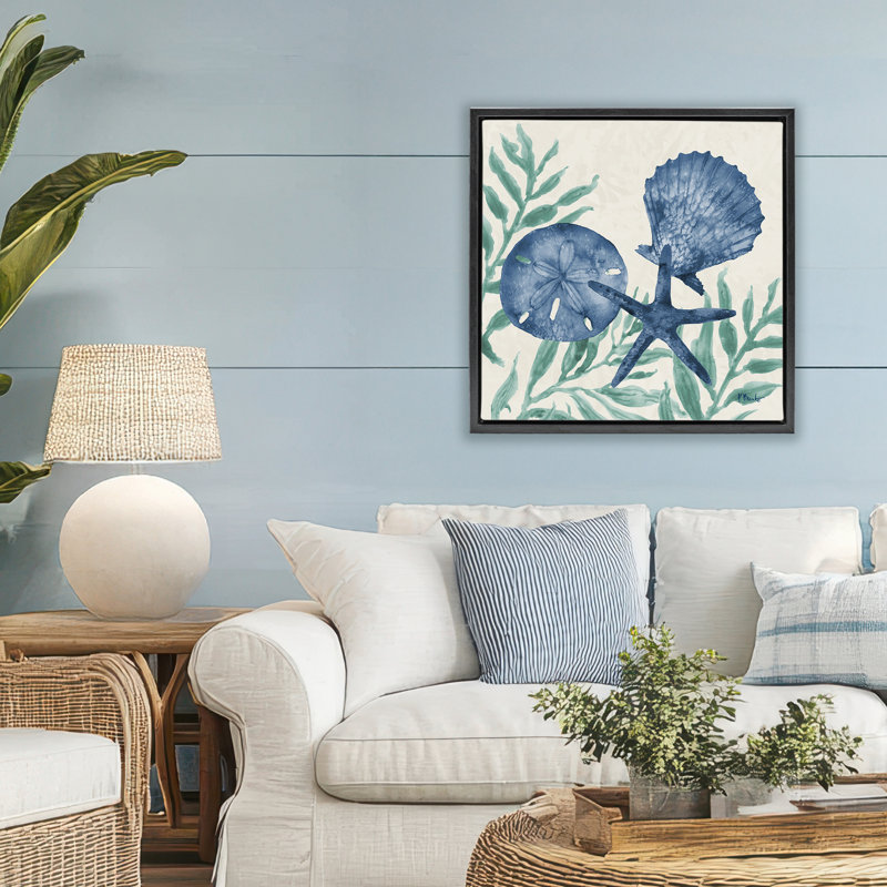 Cadre flottant maritime Tampico Shells, design par Paul Brent, H 25 po x l 25 po, Cadre flottant noir de jais
