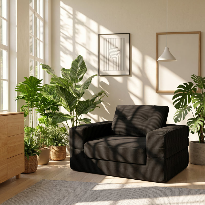 Haven 58.46" W x 43.31" D x 24.02" H Corduroy Fabric Floor Sofa Bed