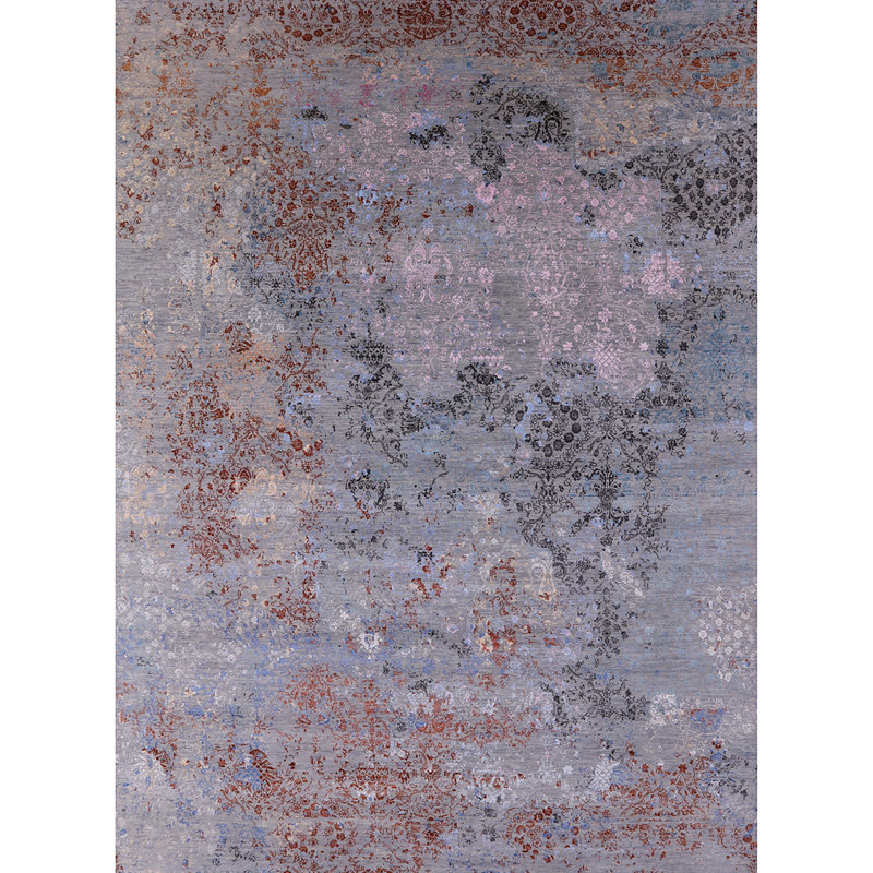 Tapis abstrait bleu / rouge Branchdale, Rectangle 2 pi x 3 pi