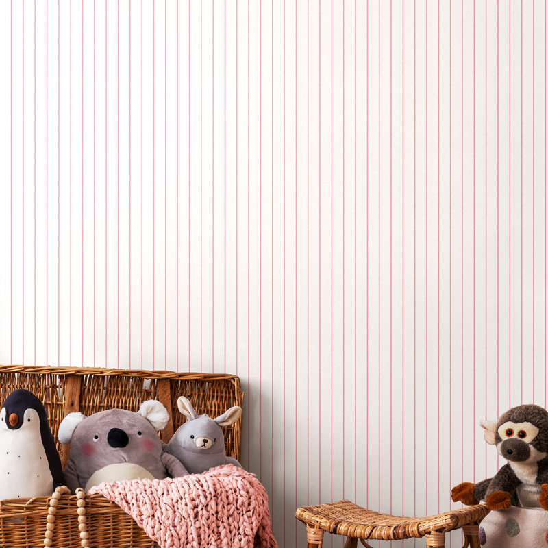 Scallop Stripe - Apple 10m Wallpaper, Pink Striped