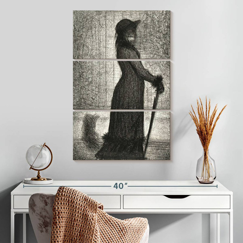 Femme navette se promenant une élégante 1884, H 32 po x l 20 po