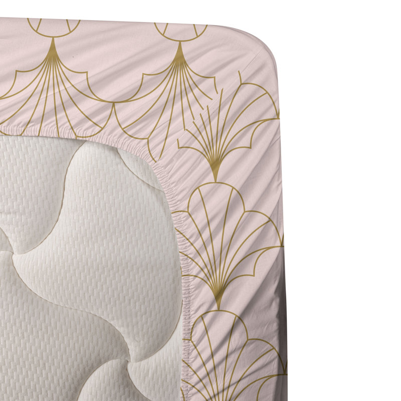 Microfiber Sheet Set, Twin Sheet Set with 1 Pillowcase, Blush/Sand Brown Geometric