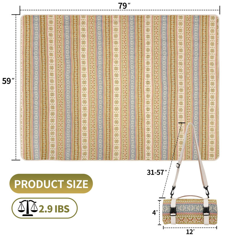 Extra Large Waterproof Picnic Blanket, 1-Layer, (Yellow)