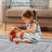 8x10 Modern Rug Thin Washable Non-Slip Geometric Border Low Pile Foldable Soft Non-Shedding Indoor Accent Carpet Gray
