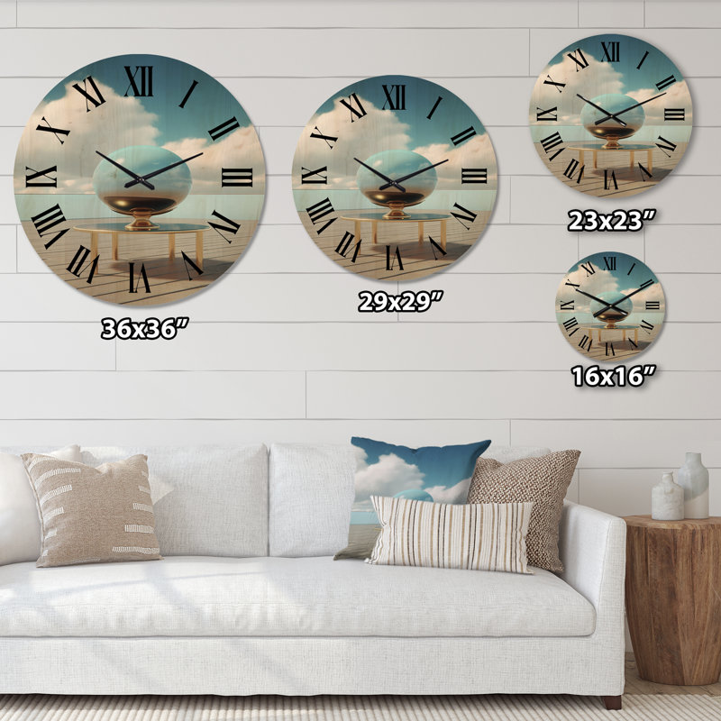 Infinite Possibilities Minimal Surrealistic I - Abstract Landscape Oversized Wood Wall Clock, Large