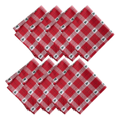 Keandra Tree Dobby Christmas/Holiday Cotton Dinner Napkins, 17"x17"