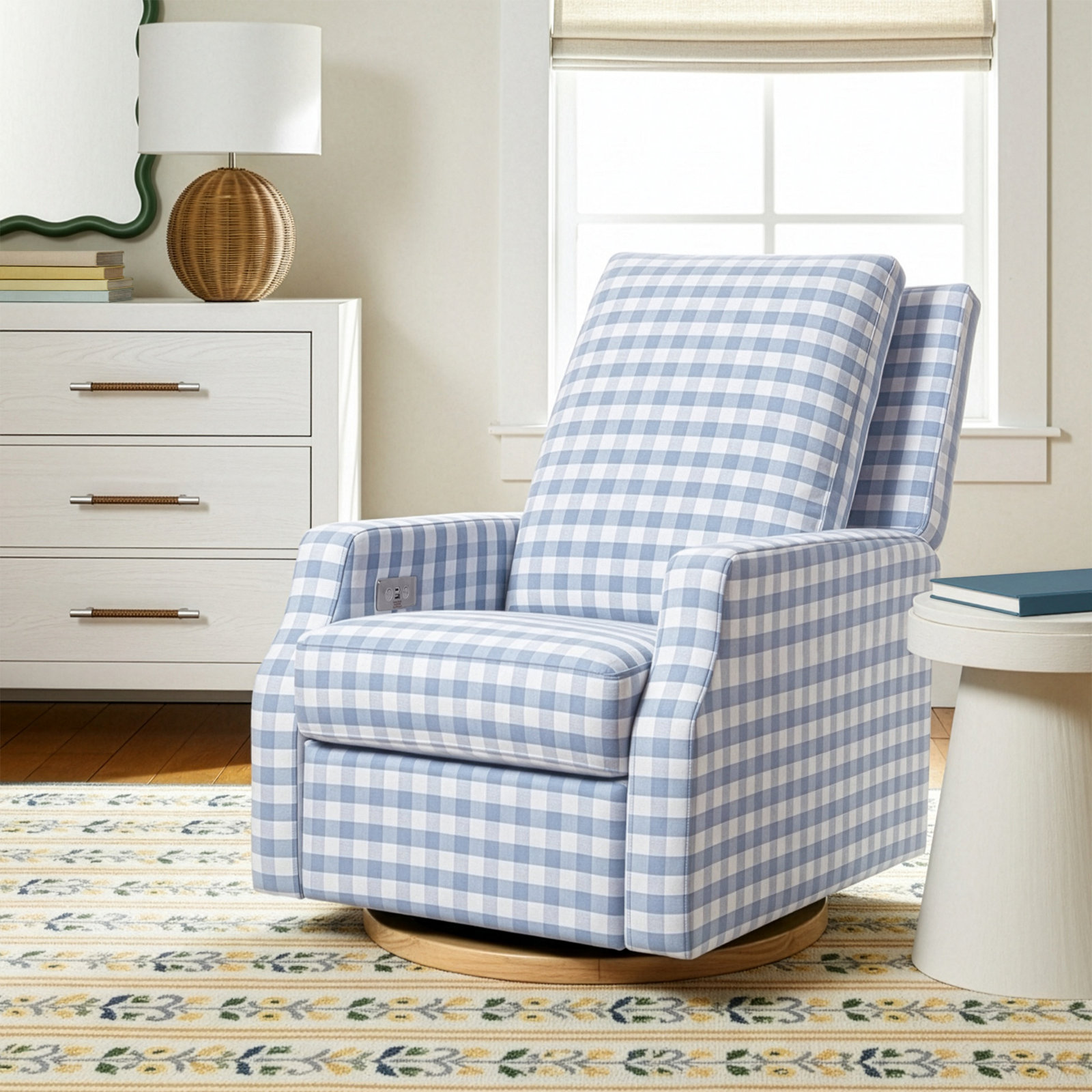 Crewe Swivel Glider, Blue/White