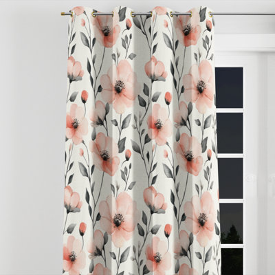 Rideau obscurcissant filles à motif floral - 1 panneau à œillets Serene Blush Fields